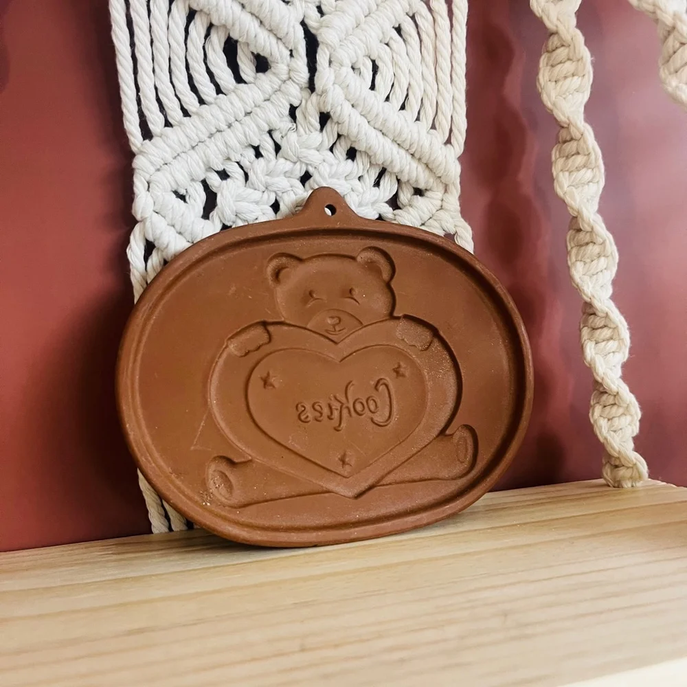 Vintage Roseville Teddy‎ Bear Cookie Mold | Brown Ceramic | Decor